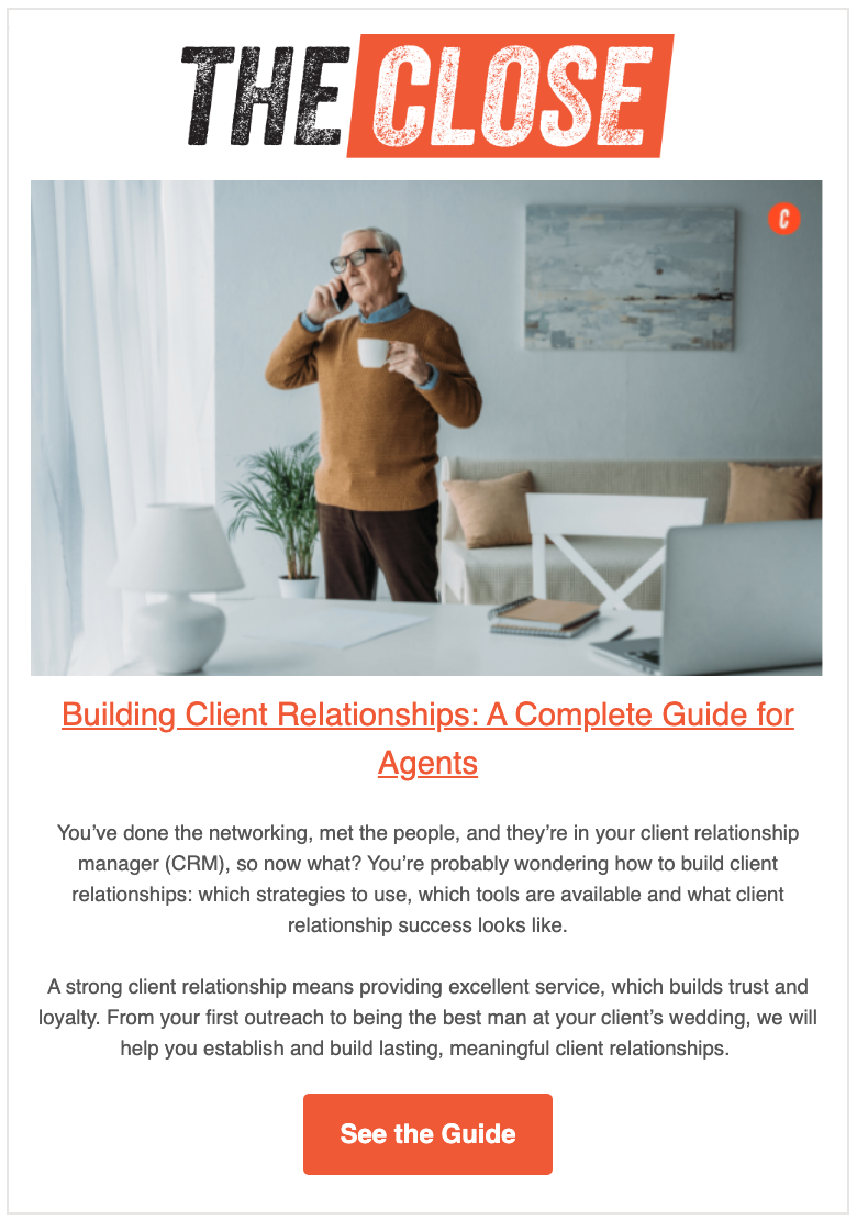 Building Client Relationships article featured in The Close email newsletter