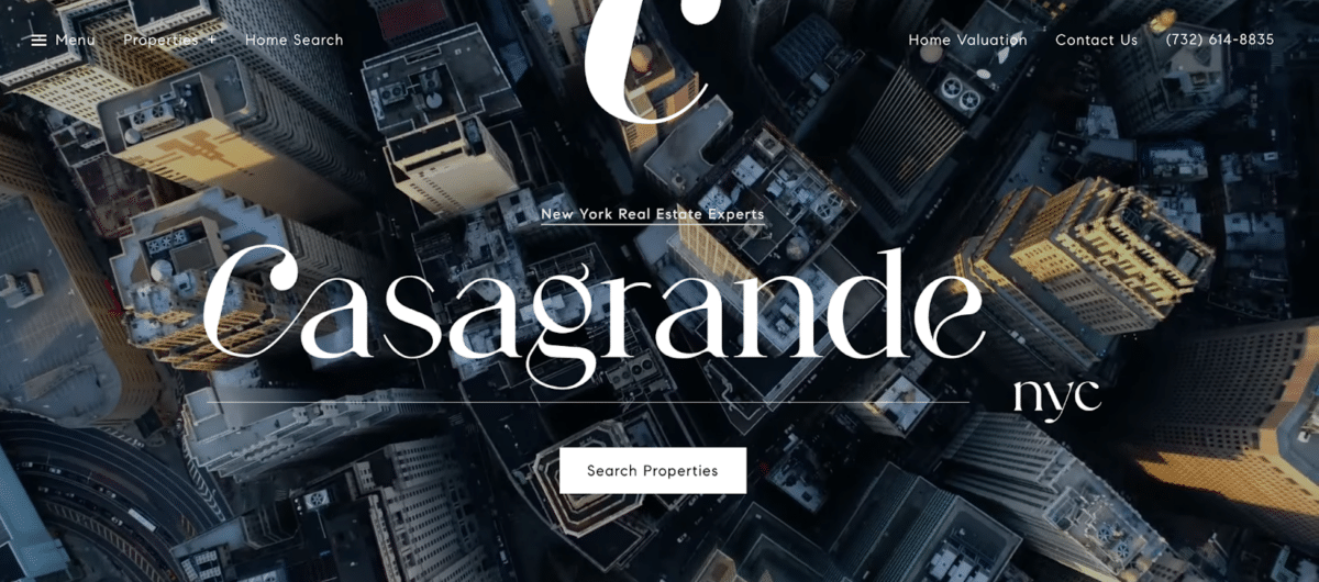 Landing page of The Casagrande Team's website
