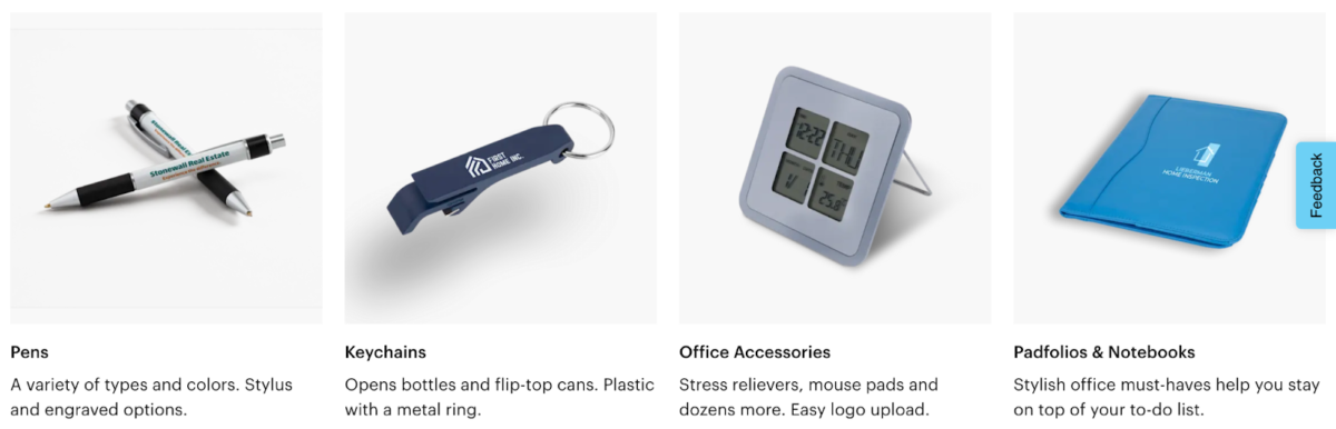 Branded promotional gift items examples.