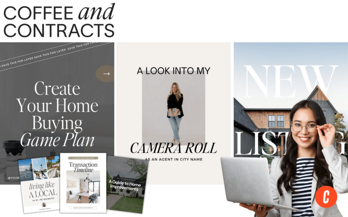 Real estate marketing companies like Coffee and Contracts can help create branded materials.